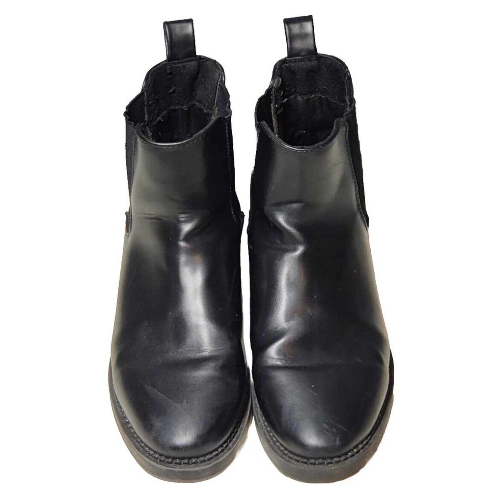 Asos Black Chelsea Ankle Boots Faux Leather Size 6 Womens